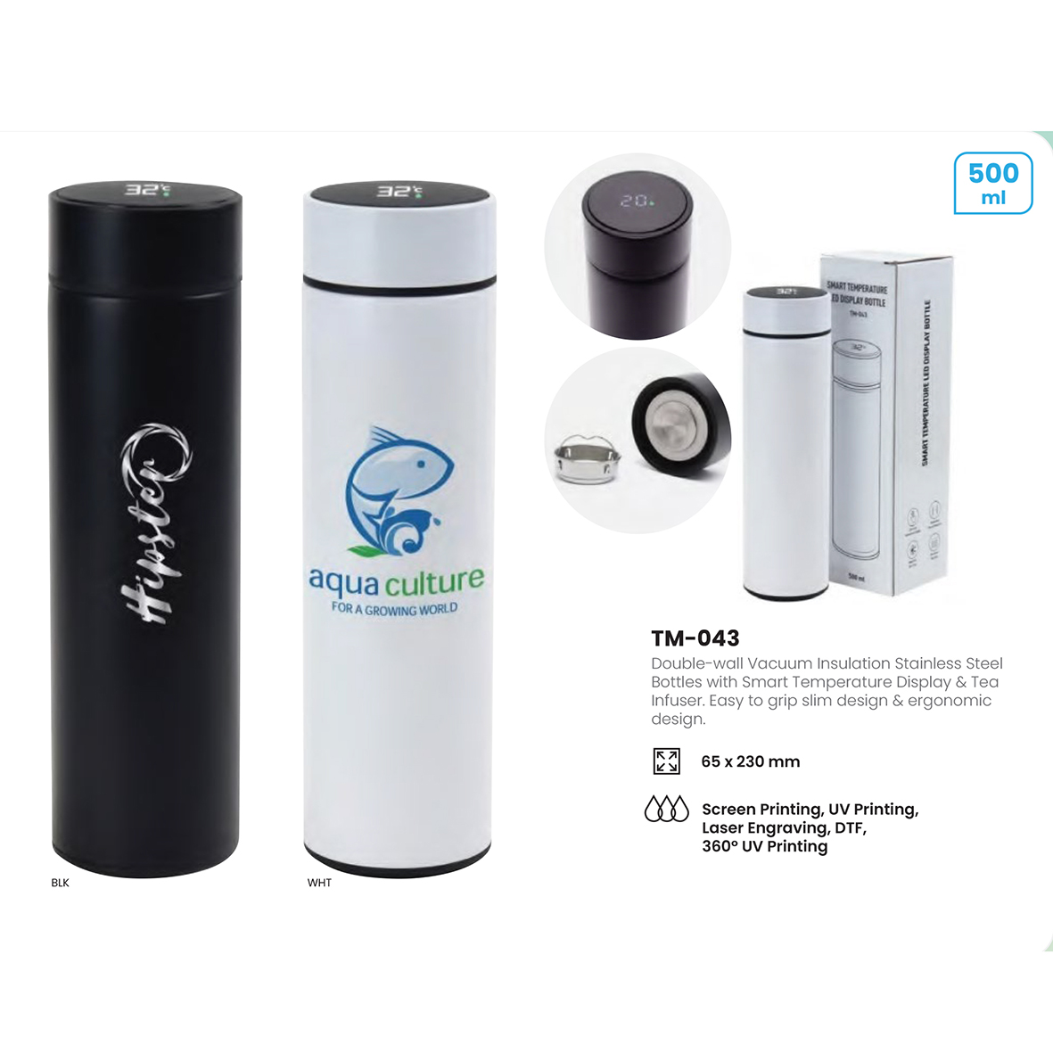 Stainless Steel Bottles with Smart Temperature Display